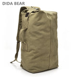 Men’s khaki canvas travel backpack large capacity