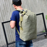Men’s khaki canvas travel backpack
