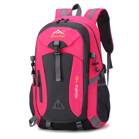 Pink waterproof outdoor backpack for travel and camping