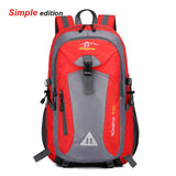 Red and gray waterproof hiking backpack 40L simple edition