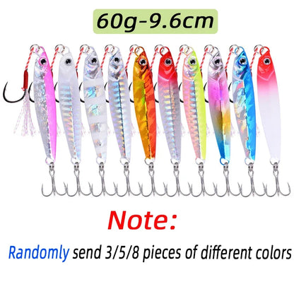 3/5/8pcs Metal Jig Fishing lure Set 7g 10g 14g 21g 28g 40g Sea Shore Casting Jigging lures Jigs Spoon Saltwater Artificial Bait