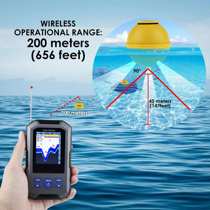 Wireless Sonar Fish Finder with Large LCD & Fish Alarm
