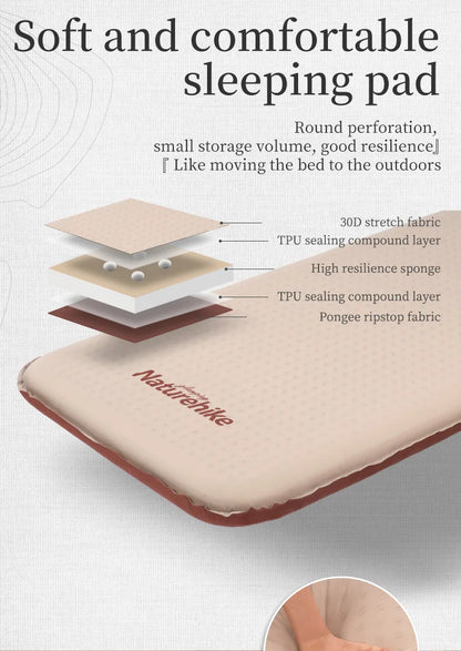 Naturehike 2025 New Air Mat Ultralight Elasticity Sponge Automatic Inflatable Mat Portable Folding Outdoor Camping Air Mattress