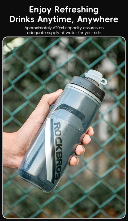 ROCKBROS 620ml Cycling Water Bottle Cold Water Insulated Thermal Silicone Bottle Outdoor Sports MTB Road Bike Bicycle Bottle