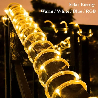 Outdoor Solar Tube Rope Led Light Garden Christmas Decoration Fairy String Light 32m/22M/12M/7M Outdoor Wedding Party Led Lamp