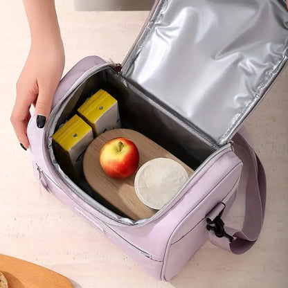 Portable Lunch Bag Food Thermal Box Durable Waterproof Office Cooler Lunch Box with Shoulder Strap Picnic Bag for Couples Unisex