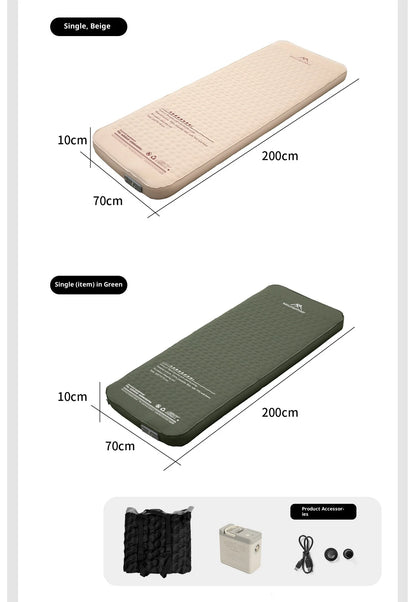 MOUNTAINHIKER Single Double Person Self-inflating Mattress Thick 10cm Compact Folding Camping Sleeping Bed Pad Air Mat Floor