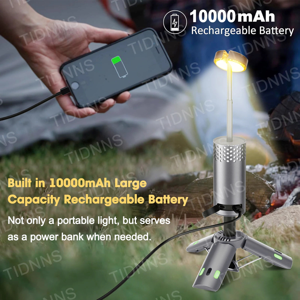 10000mAh Camping Light USB Rechargeable LED Emergency Lamp Outdoor Portable Lanterns with Magnetic Flashlight for BBQ Tents