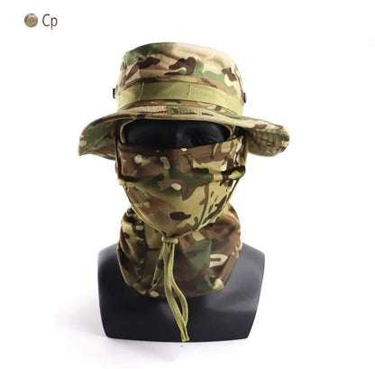 Women Men Hiking Fishing Boonie Hat Outdoor Sport Sun UV Protection Neck Face Camouflage Adjustable Bucket Caps and Mask