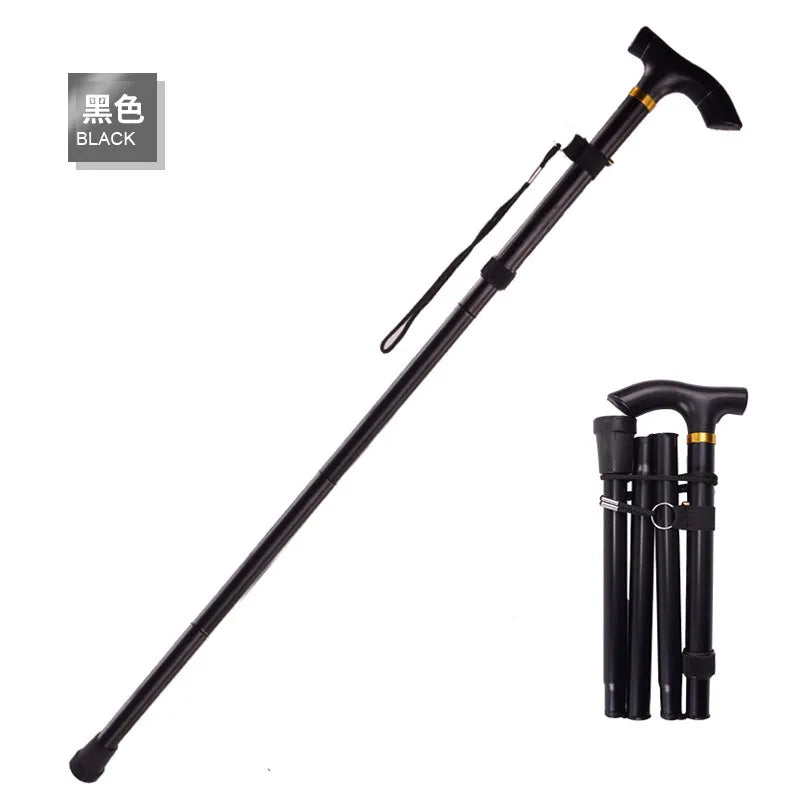 Multifunction Walking Stick Trekking Poles Telescopic Fold Crutches Hiking Stick Crutch Elderly Metal Stick Walking Cane Outdoor