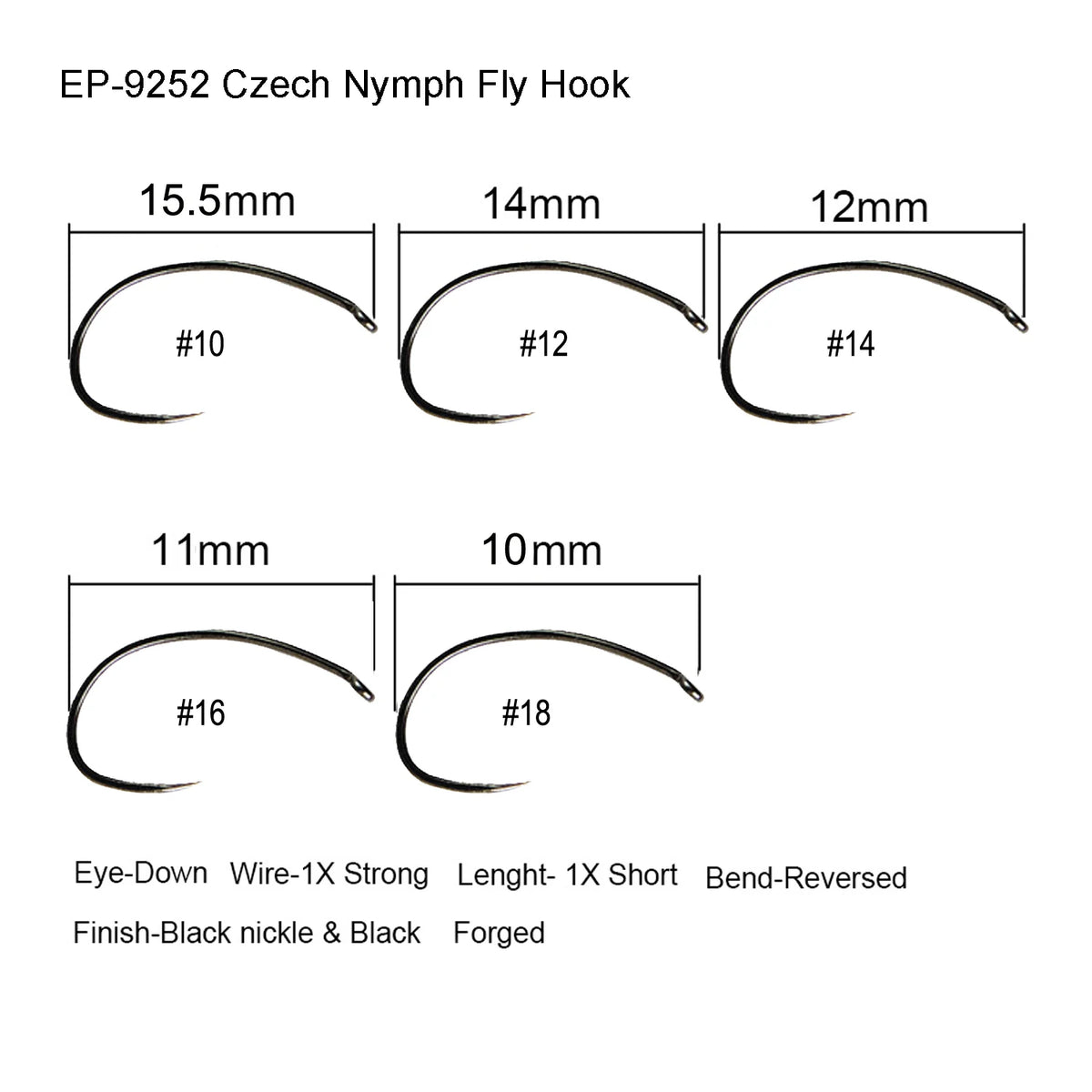 Aventik Barbless Black Nickel Fly Hooks (50 Pack)