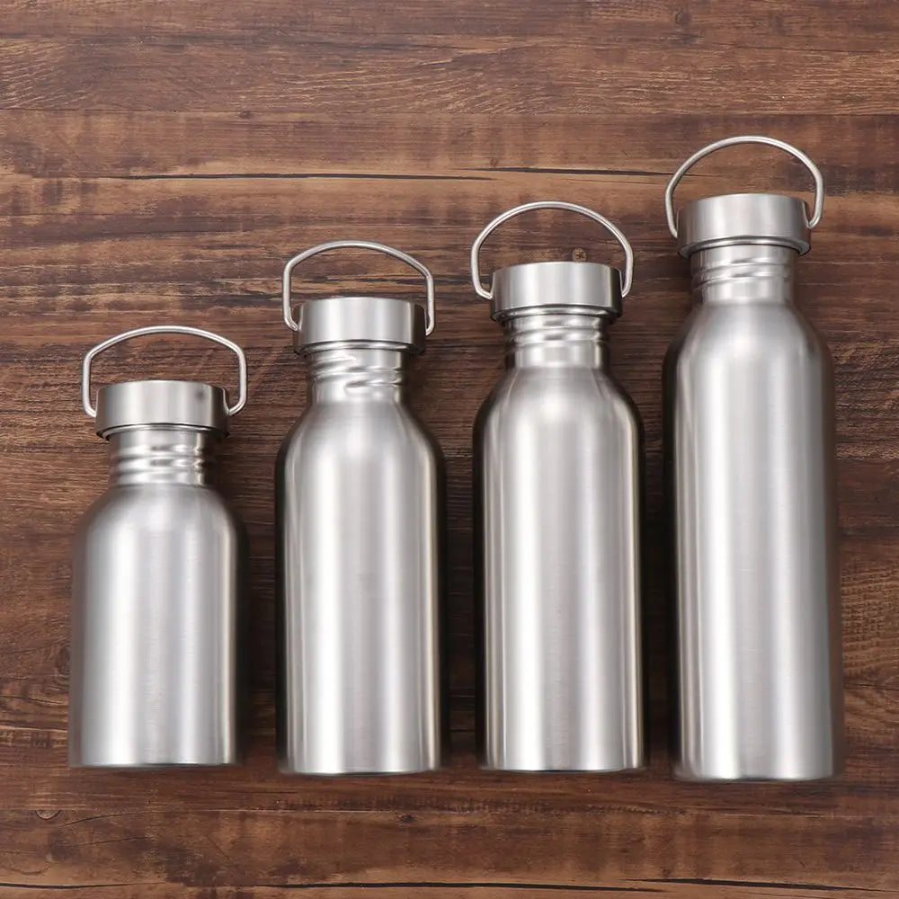 Portable Stainless Steel Bicycle Water Bottle Sports Fitness Single Walled Vacuum Insulated Metal Flask