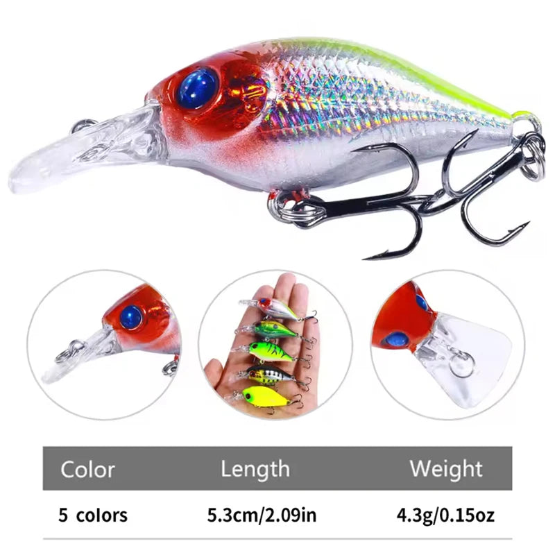 5Pcs Crankbait Rock Fish Bass Fishing Lure Set 4.4g 5cm Artificial Baits Topwater Crank Wobblers For Pike Crankbaits Fishing