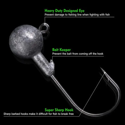 40pcs/lot Soft Lure Kit Soft Fishing Lure 5cm 3.5g Jig Head Hook with Fishing Tackle Box Pesca