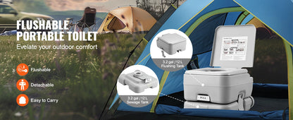 SucceBuy Portable Toilet for Camping Porta Potty Push-Button Pressurized Flush Commode Leak-proof and Odourless Portable Toilet