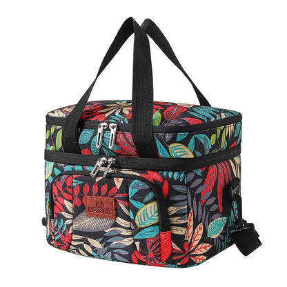 Insulated Double-Layer Tote Cooler Bag - Large Capacity Lunch Box Women/Men, Leakproof Picnic & School Bag with Adjustable Strap