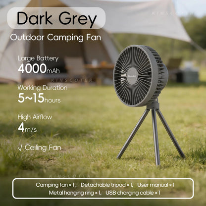 10000mAh 4000mAh Camping Fan Rechargeable Desktop Portable Circulator Wireless Ceiling Electric Fan with Power Bank LED Lighting