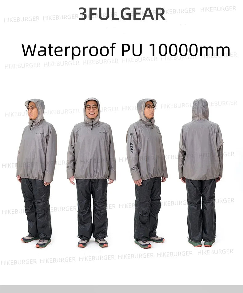 3F UL GEAR QingSuo Spilt Rain Poncho Outdoor Ultralight Sleeve Rain Coats 15D Nylon Waterproof Hiking Cycling Mountaineering