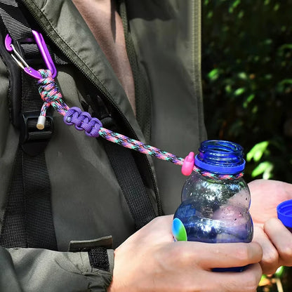 Quick-Release Paracord Water Bottle Hang Buckle Carabiner Portable Clip Multifunctional Hook for Outdoor Hiking Backpack