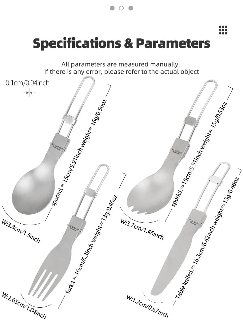 Tiartisan Titanium Folding Spork Outdoor Camping Ultralight Portable Tableware Backpacking Hiking Dinner Spork Utensil