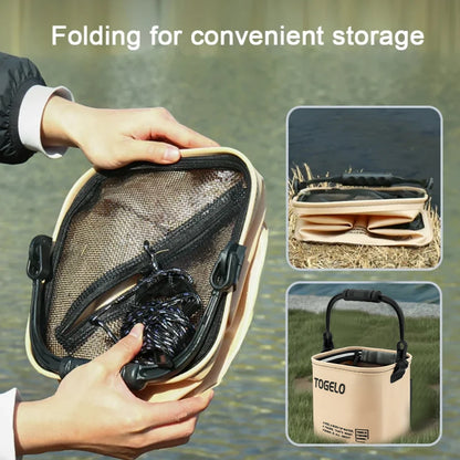 Foldable Live Fish Bucket with Rope