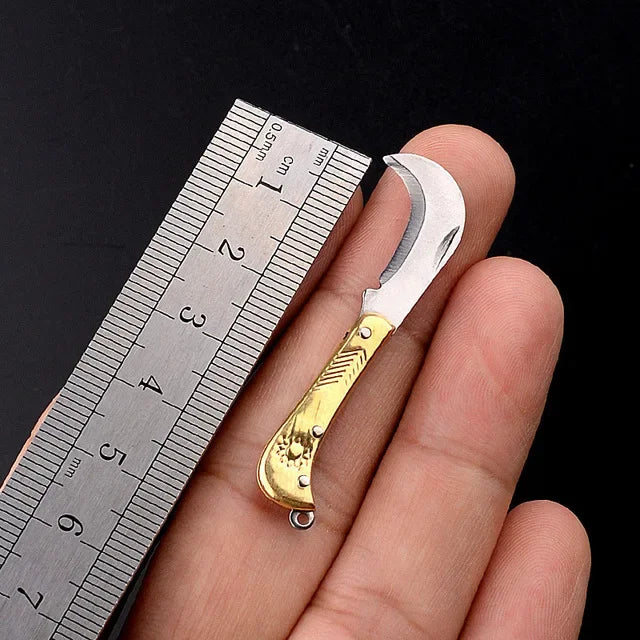 5cm Acrylic Mini Folding Knife Pendant Brass Wood Keychains Sharp Small Blade Portable Hanging Outdoor Camping Unboxing Knife