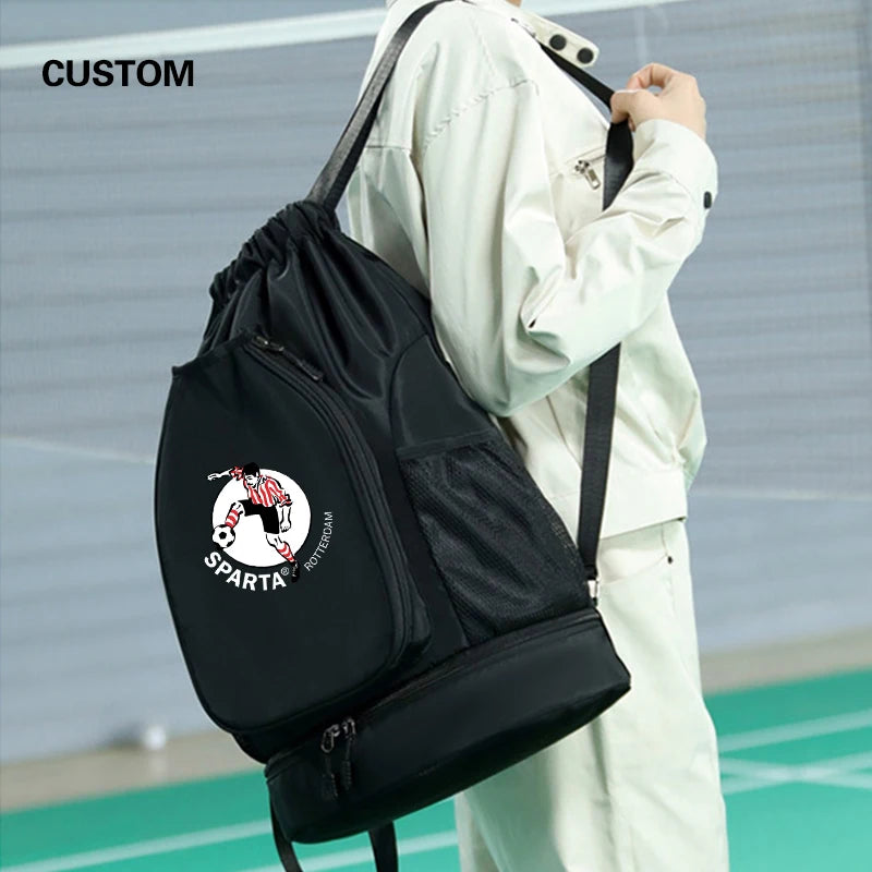 Custom logo outdoor Drawstring Sports Backpack Large Capacity badmintonta bag personality customization waterproof Nylon backpac