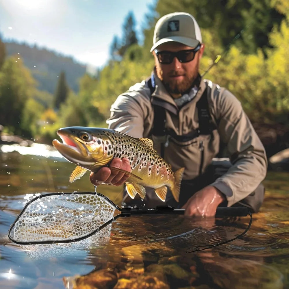 Soft Rubber Mesh Fly Fishing Landing Net