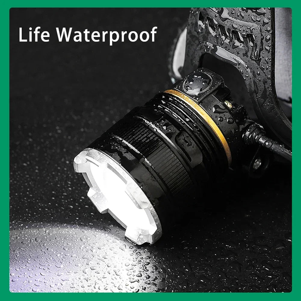 XHP90.2 Super Powerful Headlamp Rechargeable Head Flashlight High Power Head Lamp 1000Meters Headlight 2*18650 Fishing Lantern