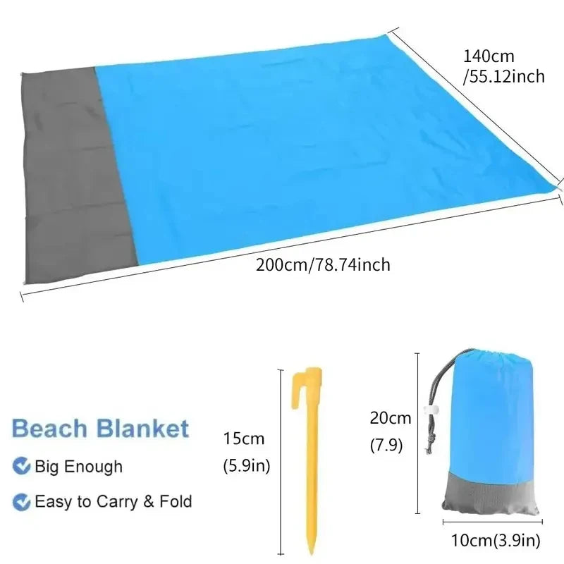 Sandproof Beach Blanket 200x140cm Waterproof Lightweight Beach Mat Portable Picnic Blanket for Travel Hiking Outdoor Sports
