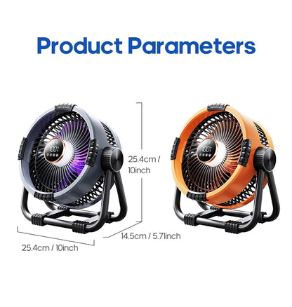 20000mAh Outdoor Camping Fan 6 in 1 Portable Rechargeable Wireless Tent Ceiling Fan with LED Light Camping Air Circulator