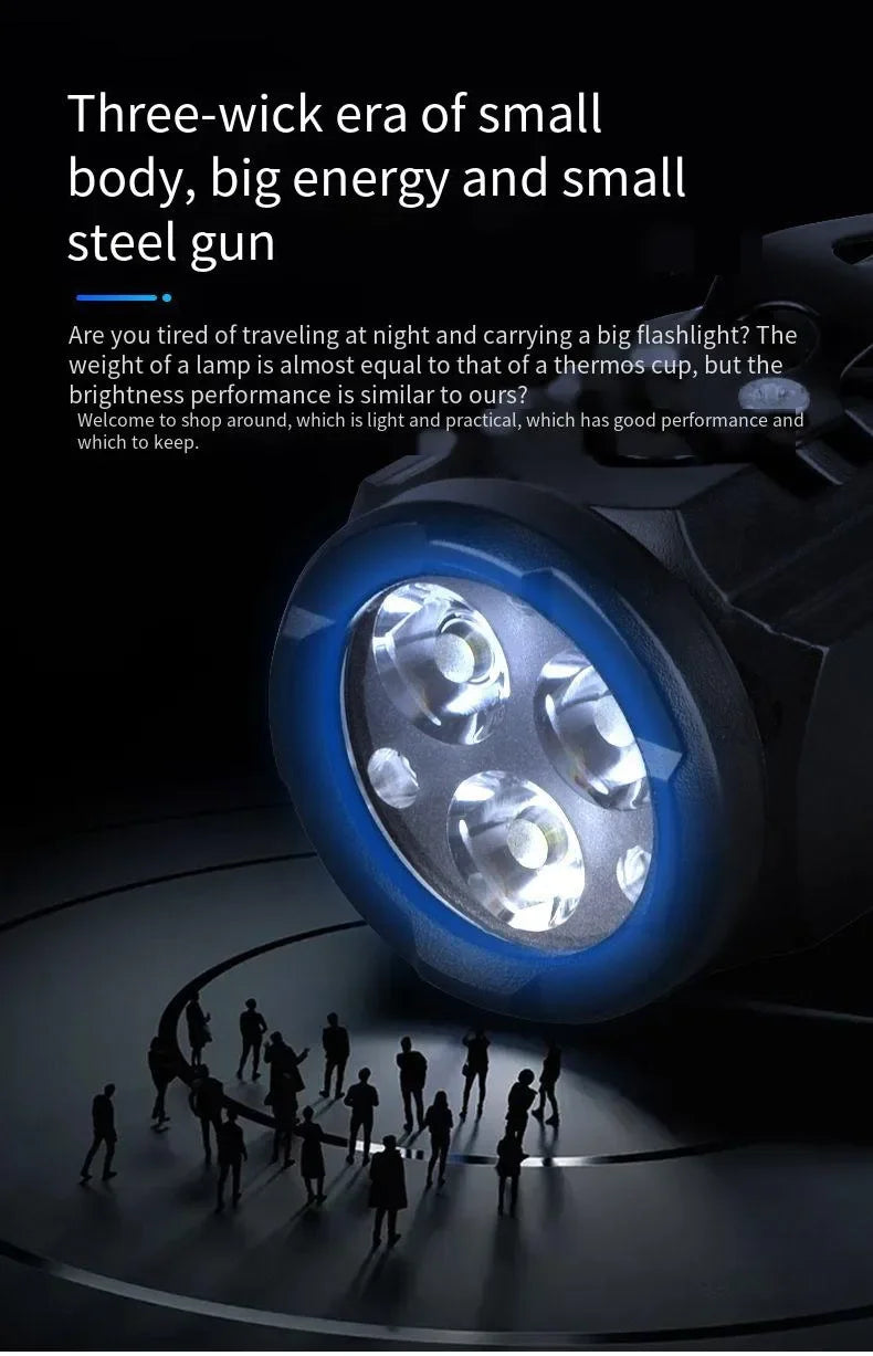 Rechargeable Outdoor Flashlight Portable Strong Light Waterproof Torch for Camping Walking Portable EDC Lighting Lamp