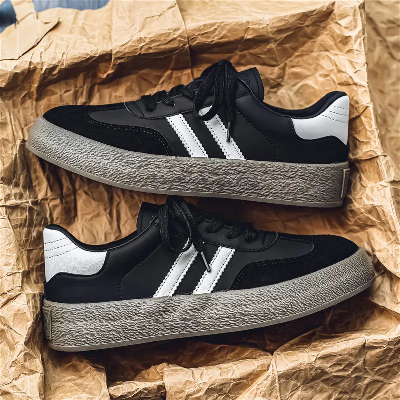 Men’s Trendy Leisure Sneakers – Soft Leather Low-Top Walking Shoes | Wear-Resistant Casual Sports Footwear