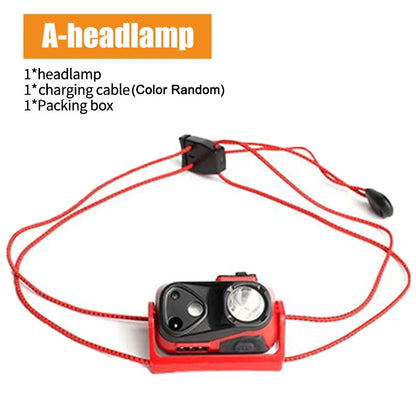 Mini Light Headlamp with Motion Sensor Front Head Light Rechargeable LED Headlight Fishing Camping Hiking Ultralight Headlight