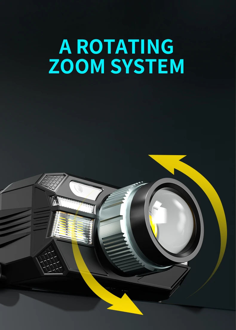 WARSUN WD09 Powerful Led Headlamp Headlight Zoom Head Lamp Flashlight 18650 battery USB Rechargeable Fishing Lantern Head Torch