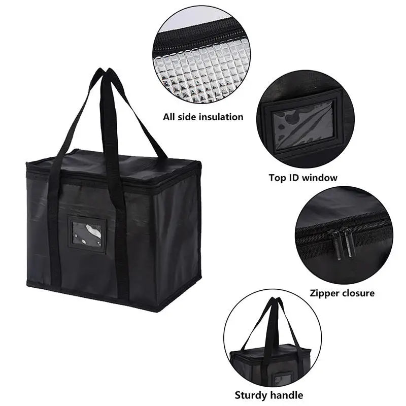 1pc Large Insulated Picnic Bags, Thermal Food Cooler Tote for Outdoor Camping Beach, Leakproof Portable Cooler Bag with Zipper