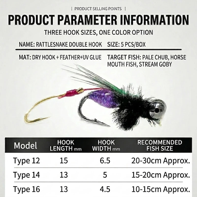 Rattlesnake Twin Hook Mosquito Dry Flies