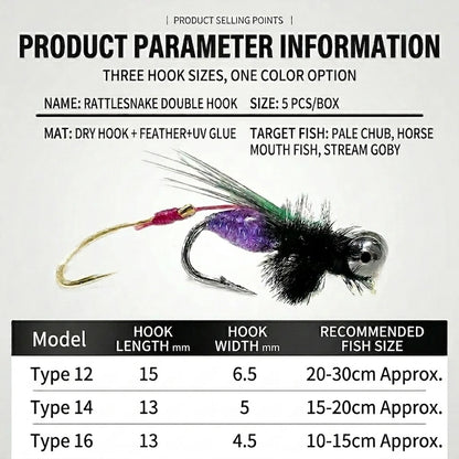 Rattlesnake Twin Hook Mosquito Dry Flies