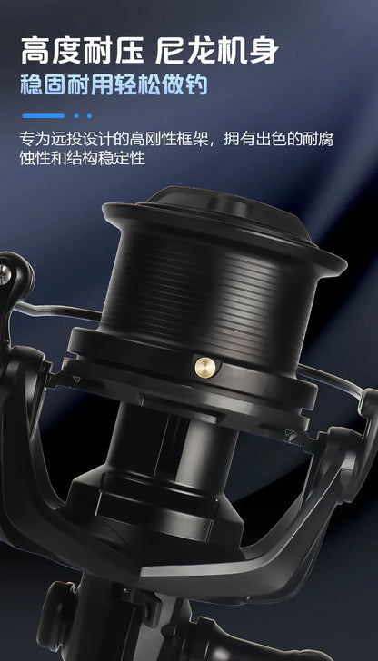 Full Metal Anti-Corrosion Fishing Spinning Reel 17+1 BB, 4.8:1 High Speed Gear Ratio, Aluminum Alloy Spool, Size 8000-14000