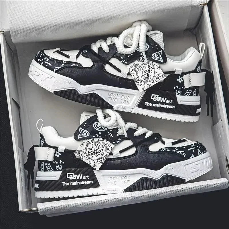 Men’s Casual Sneakers – Outdoor Fashion Vulcanized Shoes with Breathable Platform Design (Spring & Walking Comfort)