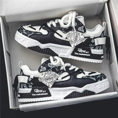 Men’s Casual Sneakers – Outdoor Fashion Vulcanized Shoes with Breathable Platform Design (Spring & Walking Comfort)