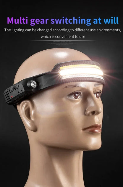 6 Modes LED Induction Headlamp COB Sensor Head Lamp Rechargeable Built-in Battery Flashlight Outdoor Work Lighting Headlights