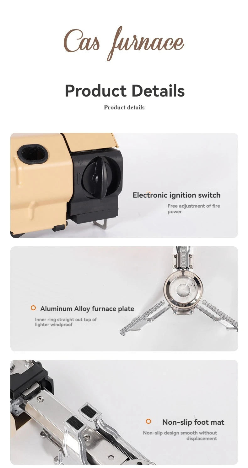 2600W Portable Folding Stove Camping Gas Stove Outdoor Hiking BBQ Travel Cooking Grill Cooker Cassette Gas Burner