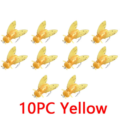 Soft Rubber Insect Flies Set (10 Pack)
