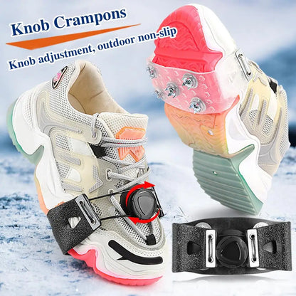 1 Pair Ice Cleats Shoes Crampons with 5 Steel Studs Winter Walking Ice Snow Traction Grips Non-slip Boot Spikes Grippers