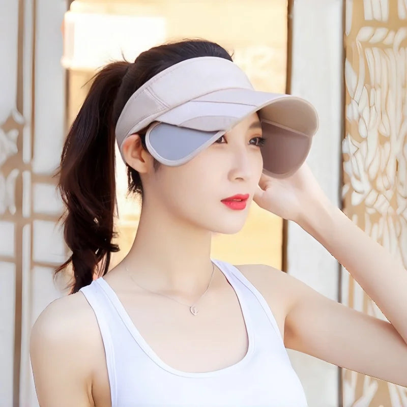 New Summer Outdoor Casual Empty Cap for Men & Women, Fishing Hat with Widened Retractable Brim for Sun Protection