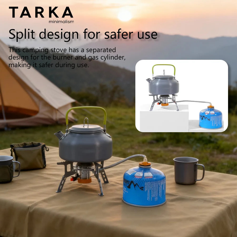 TARKA Backpacking Gas Burner Camping Stove with Adapter, Small Size Strong FireFire Heater with Storage Box, Camping Supplies
