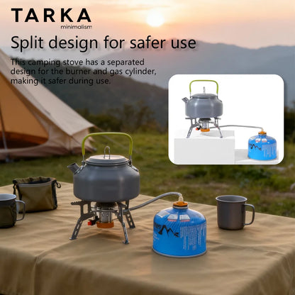 TARKA Backpacking Gas Burner Camping Stove with Adapter, Small Size Strong FireFire Heater with Storage Box, Camping Supplies
