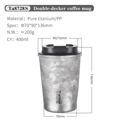 Tiartisan Pure Titanium Vacuum Insulated Cup 400ml / 500ml Double-Wall Coffee Mug Outdoor Camping Lightweight Thermos Cup