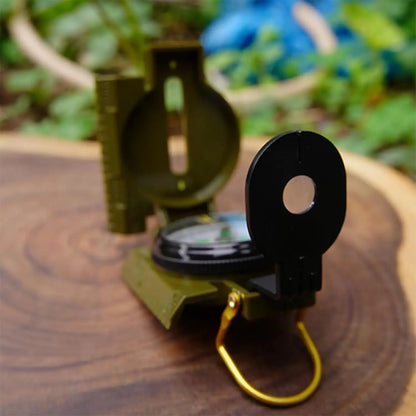 Outdoor Survival Compass Mountaineering Camping Plastic Military Green Flip-top Compass Guidebook Portable